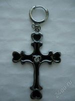 Лот: 1146676. Фото: 2. Серьга "Чёрный крест с камнем... Ювелирные изделия, бижутерия, часы