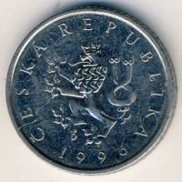 Лот: 8723107. Фото: 2. Чехия 1 крона 1996 года. Герб... Монеты