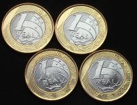 Лот: 7565009. Фото: 2. Бразилия 1 реал 2015г 4 монеты... Монеты