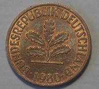 Лот: 8526592. Фото: 2. Германия (ФРГ) 2 пфеннига 1980... Монеты