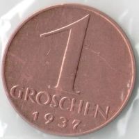 Лот: 14480566. Фото: 2. Австрия 1 грош 1937 год (с6-4). Монеты