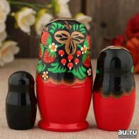 Лот: 15073643. Фото: 2. Матрёшка "Хохлома" чёрный платок... Сувениры, подарки