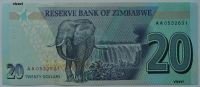 Лот: 17865597. Фото: 2. R Зимбабве 20 долларов 2020, UNC. Банкноты