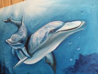 Лот: 17585330. Фото: 3. Картина "Дельфины" холст, масло. Ручная работа