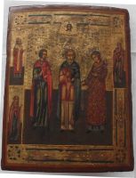 Лот: 12579396. Фото: 2. икона избранные Святые Гурий,Самон... Живопись, скульптура, фото