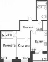 Лот: 11392725. Фото: 6. Продам 2-комн. кв. 49.73 кв.м...