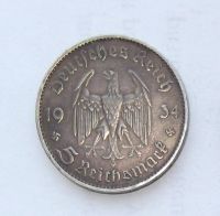 Лот: 4476328. Фото: 2. 5 рейхсмарок 1934 Кирха. Монеты