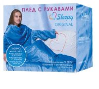 Лот: 8787598. Фото: 2. Плед с рукавами Sleepy голубой. Домашний текстиль