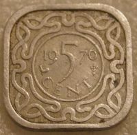 Лот: 7864750. Фото: 2. 5 центов 1976 Суринам. Монеты