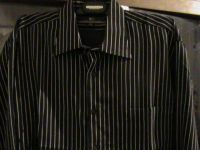 Лот: 6109057. Фото: 2. Рубашка новая черная в белую полоску. Мужская одежда