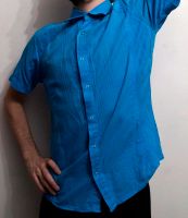 Лот: 10921516. Фото: 3. Голубая рубашка [Made in Turkey... Одежда, обувь, галантерея
