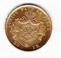Лот: 6296808. Фото: 2. 20 франков 1876 год Бельгия Леопольд... Монеты