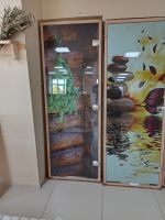 Лот: 20852128. Фото: 2. Стеклянная дверь для бани с фотопечатью. Для дачи, дома, огорода, бани, парка