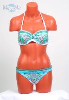 Лот: 3470256. Фото: 2. Купальник бело-бирюзовый. Женская одежда