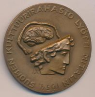 Лот: 8754033. Фото: 2. Финляндия Медаль 1954 60 лет физиологу... Значки, медали, жетоны