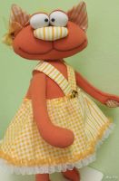 Лот: 17082399. Фото: 2. ЗИ. Кошка текстильная пучеглазая... Ручная работа