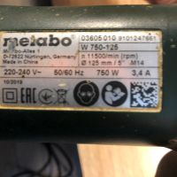 Лот: 18191104. Фото: 2. Болгарка (УШМ) Metabo W 750-125. Инструмент и расходные