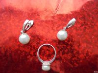 Лот: 12678060. Фото: 2. комплект жемчуг серьги + кольцо... Ювелирные изделия, бижутерия, часы