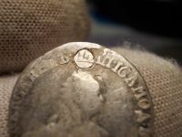Лот: 17315452. Фото: 3. Редкий Гривенник 1757 года, МБ... Коллекционирование, моделизм