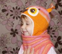 Лот: 2484655. Фото: 3. Шапка сова+ шарф+ варежки. Дети растут