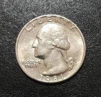 Лот: 22163176. Фото: 2. 25 центов 1981 года. США. Washington... Монеты