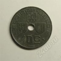 Лот: 16987. Фото: 2. Бельгия. 10 сентимов 1943г. Цинк... Монеты