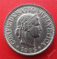 Лот: 2869196. Фото: 2. (№2675) 5 раппенов 1955 (Швейцария... Монеты