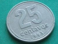 Лот: 11684399. Фото: 3. Монета 25 сентаво Аргентина 1993... Коллекционирование, моделизм