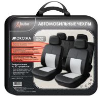 Лот: 4997383. Фото: 3. Авточехлы Akuba Экокожа. Черно-белые... Авто, мото, водный транспорт