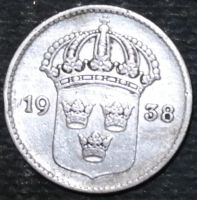 Лот: 12431438. Фото: 2. Швеция. 10 эре. 1938 год. Серебро. Монеты