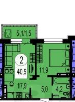 Лот: 15850487. Фото: 19. 2х комнатная квартира