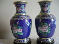 Лот: 16700894. Фото: 2. Вазы клуазоне (пара) 25 см Китай. Предметы интерьера
