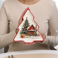 Лот: 25775715. Фото: 2. Блюдо доломит, в форме елки, 23х20... Посуда, кухонная утварь