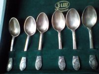 Лот: 15274663. Фото: 2. Мельхиоровый набор столовых 24... Посуда, кухонная утварь