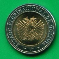 Лот: 8862192. Фото: 2. Боливия 5 боливано 2010 Биметалл... Монеты