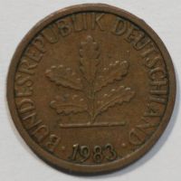 Лот: 8498663. Фото: 2. 1 пфенниг 1983 год. Германия... Монеты