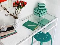 Лот: 7094839. Фото: 3. IKEA СТОЛ белый со стеклянной... Мебель