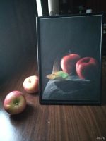 Лот: 15689350. Фото: 3. Картина "Красные яблоки". Натюрморт... Ручная работа