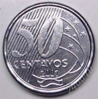 Лот: 1588252. Фото: 2. Бразилия. 50 сентаво 2007г. Толстая... Монеты
