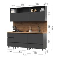 Лот: 20776764. Фото: 4. Кухня Хелен 2.0 м Цвет Графит... Красноярск
