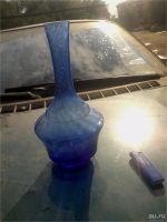 Лот: 8025693. Фото: 3. ваза синего стекла без сколов... Коллекционирование, моделизм