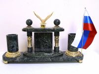 Лот: 12116451. Фото: 3. Письменный прибор. Часы из змеевика... Сувениры, подарки