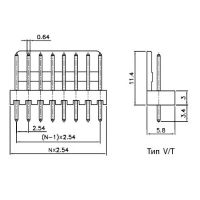 Лот: 19187764. Фото: 2. Разъем штыревой P2.54мм HU/WF... Радиодетали  (электронные компоненты)