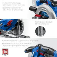 Лот: 20905373. Фото: 5. Циркулярная дисковая пила бесщеточный...