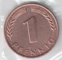 Лот: 13057356. Фото: 2. Германия ФРГ 1 пфенниг 1950 год... Монеты