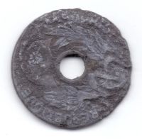 Лот: 16642233. Фото: 2. Монета 1 цент Индо-Китай (цинк... Монеты