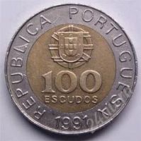 Лот: 101821. Фото: 2. Португалия. 100 эскудо 1991г... Монеты