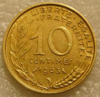 Лот: 8803672. Фото: 2. 10 сантимов 1963 Франция. Монеты