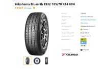 Лот: 20008857. Фото: 2. шины 185/70 R14 Yokohama Bluearth... Шины, Диски