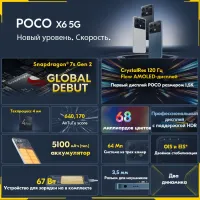 Лот: 23953676. Фото: 3. POCO X6 5G 256Гб \ 8Гб (+3Гб RAM... Красноярск